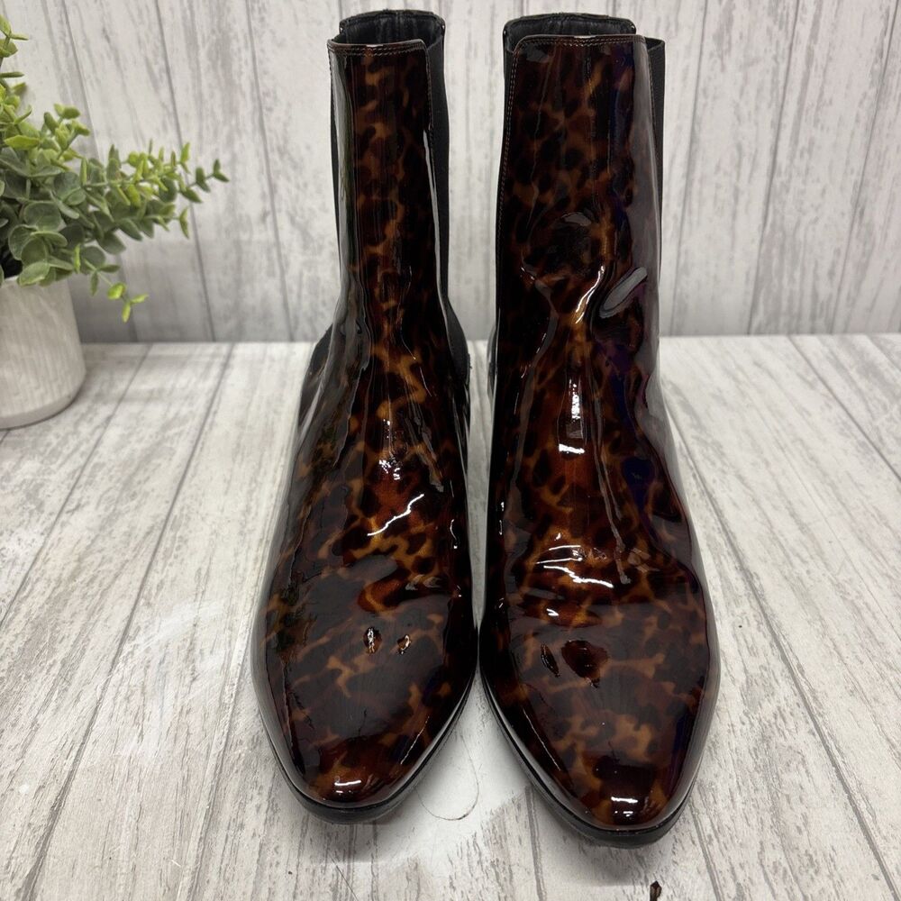 Womens Size 41 US 11 Saint Laurent West 45 Patent Leather Tortoise Shell EUC - Picture 2 of 8